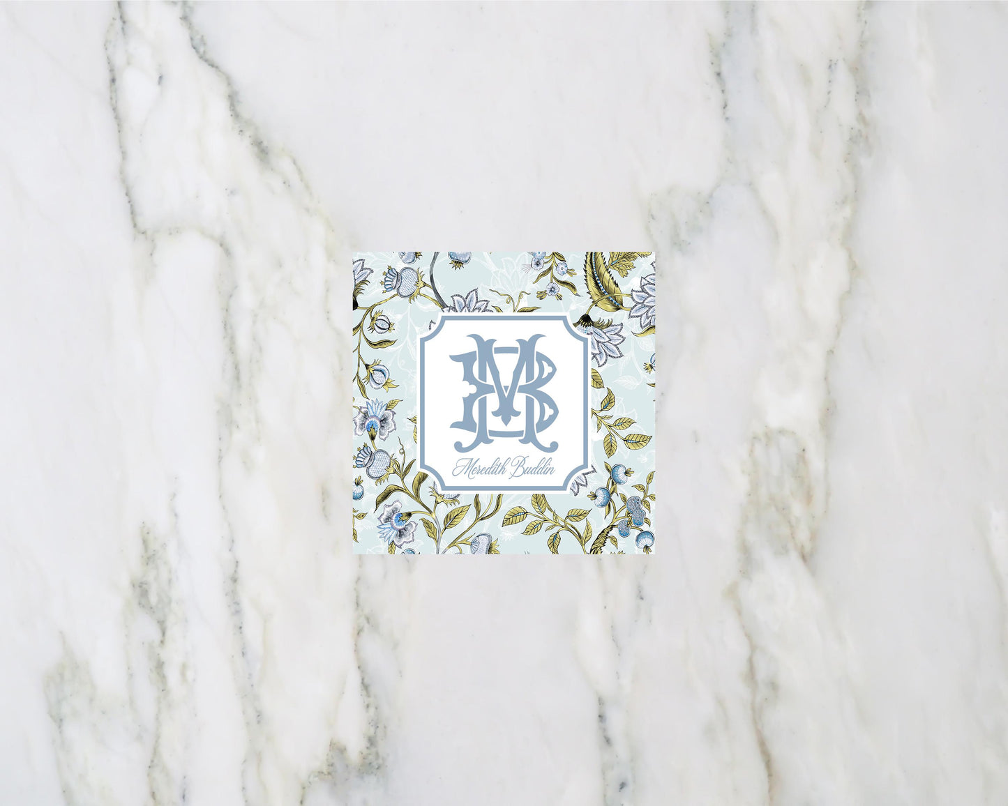 Blue Chintz Floral Enclosure Card