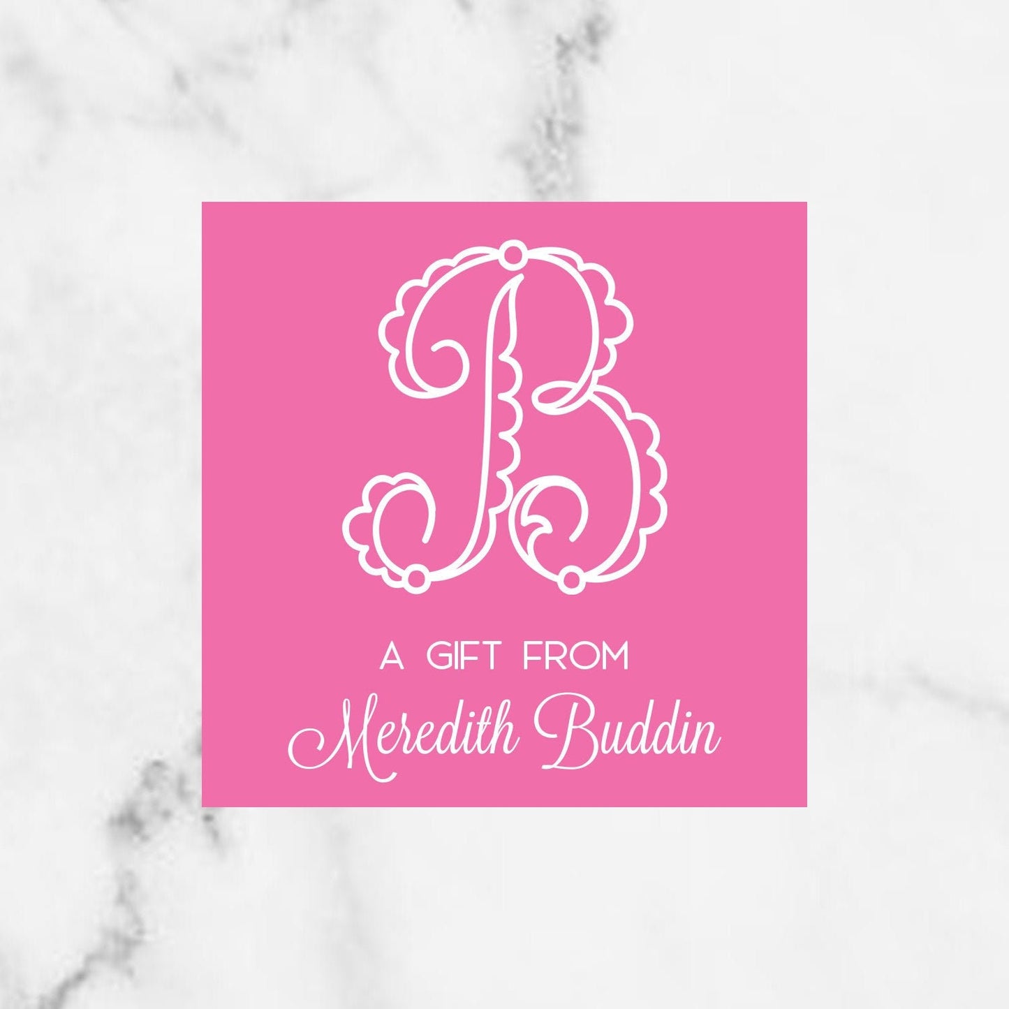 Solid Pink Fancy Initial Enclosure Card