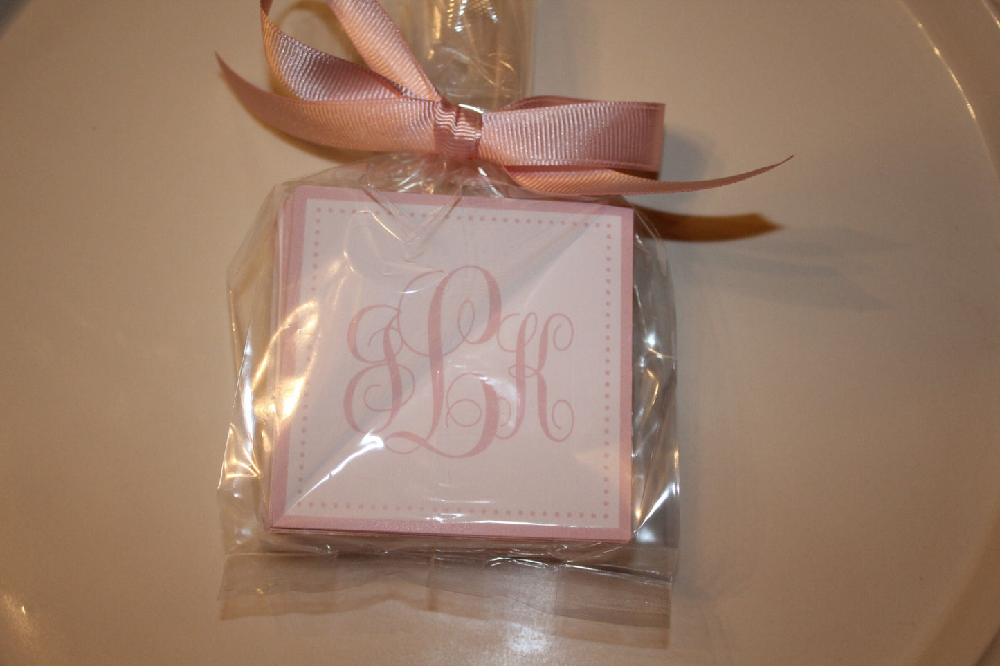 Sweet Pink Monogram Enclosure Cards for Girls