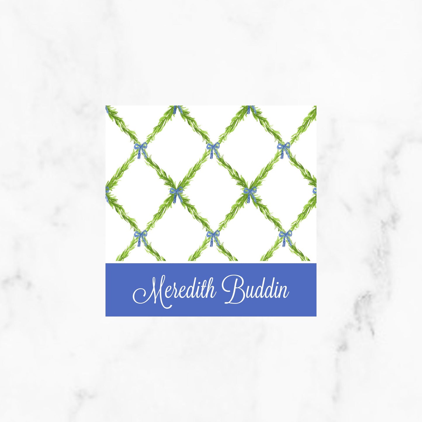 Green Trellis and Blue Bow Enclosure Cards