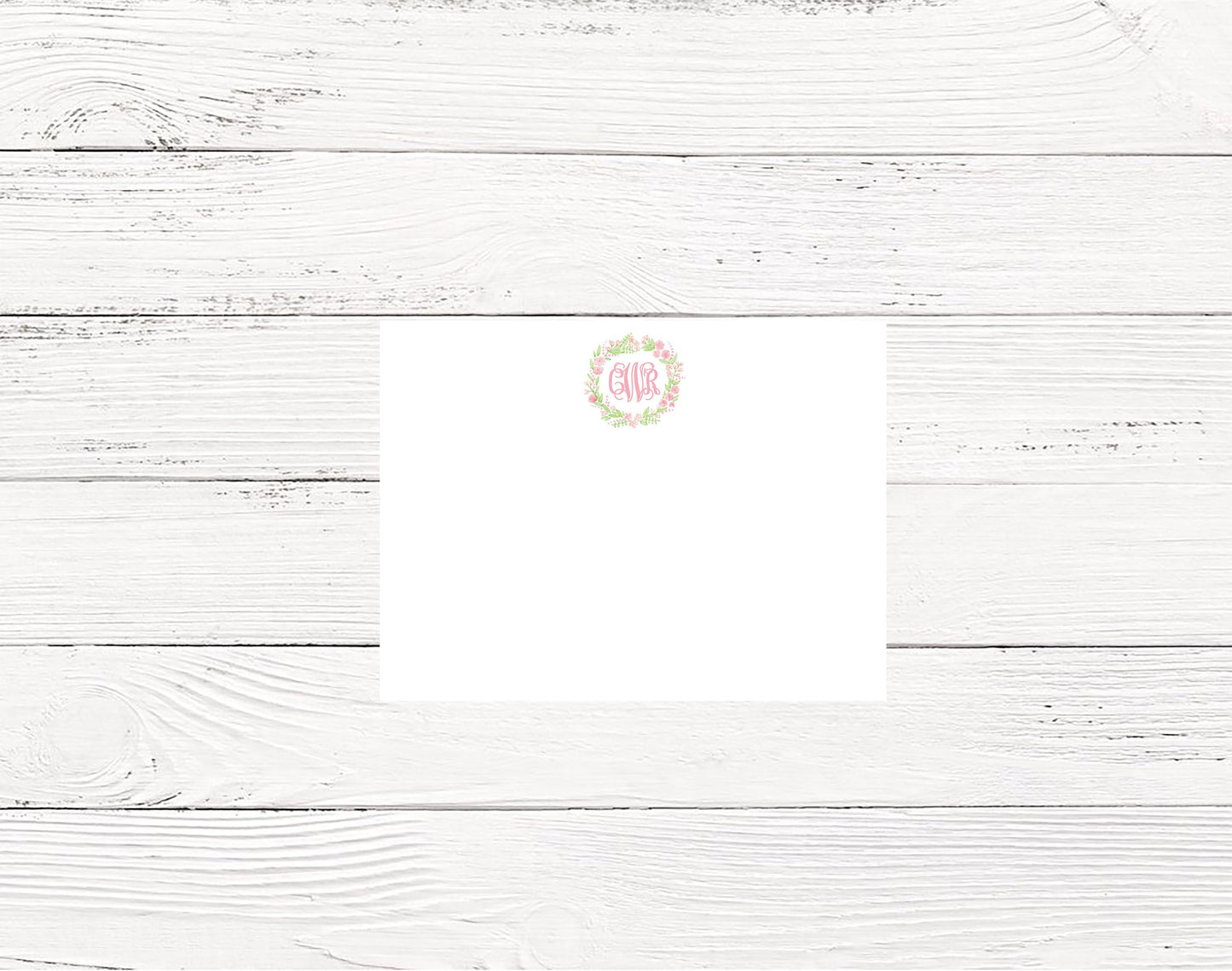 Monogrammed Wreath Note cards for Women and Girls