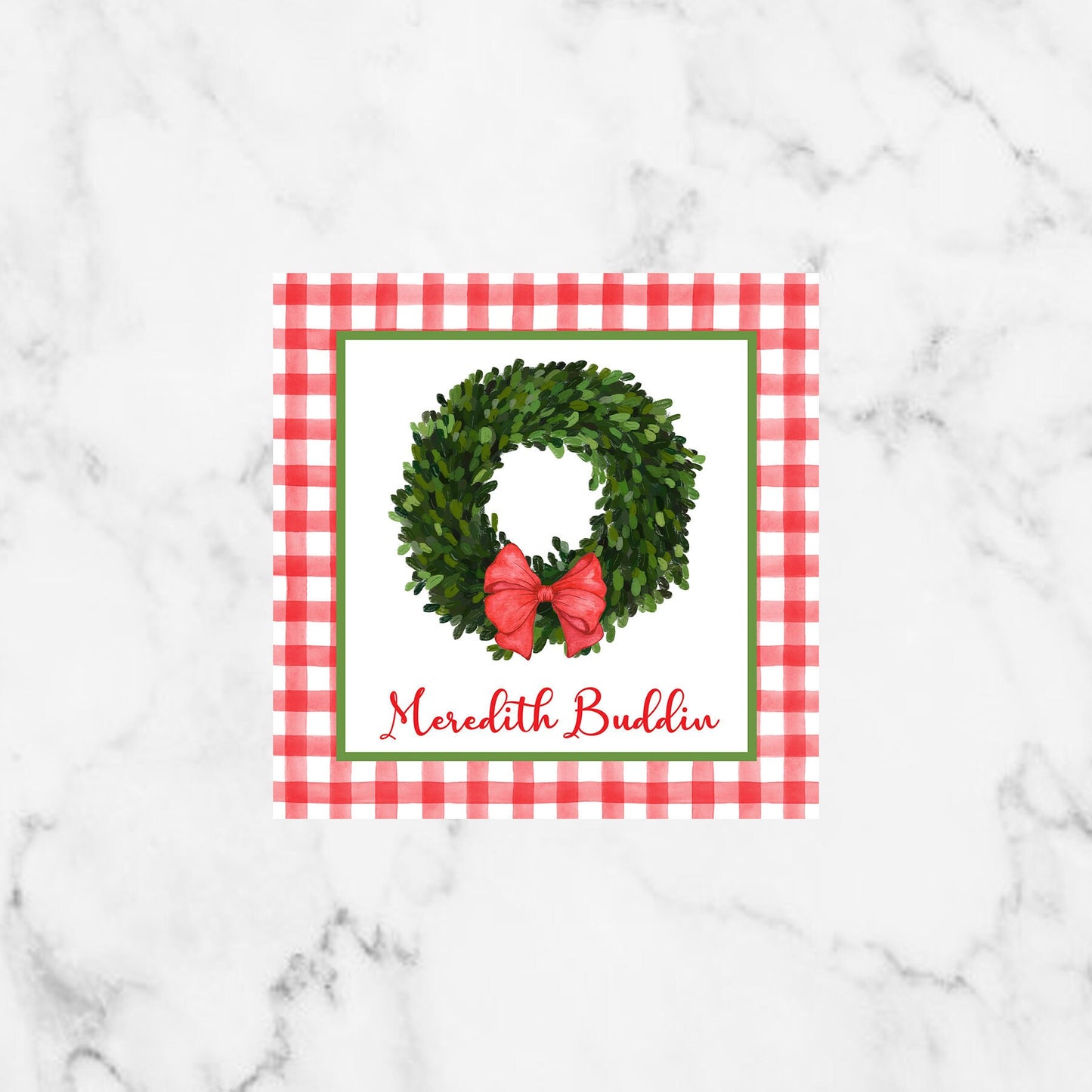 Boxwood Wreath Christmas Enclosure Card