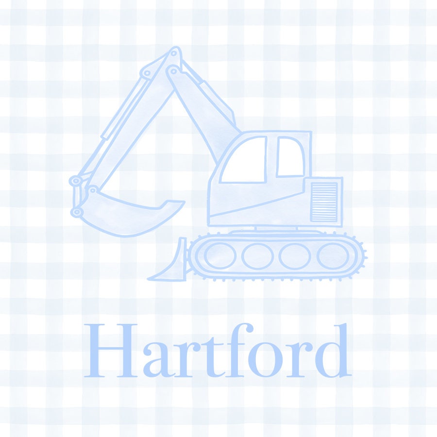 Blue Gingham Construction Digger Enclosure Card