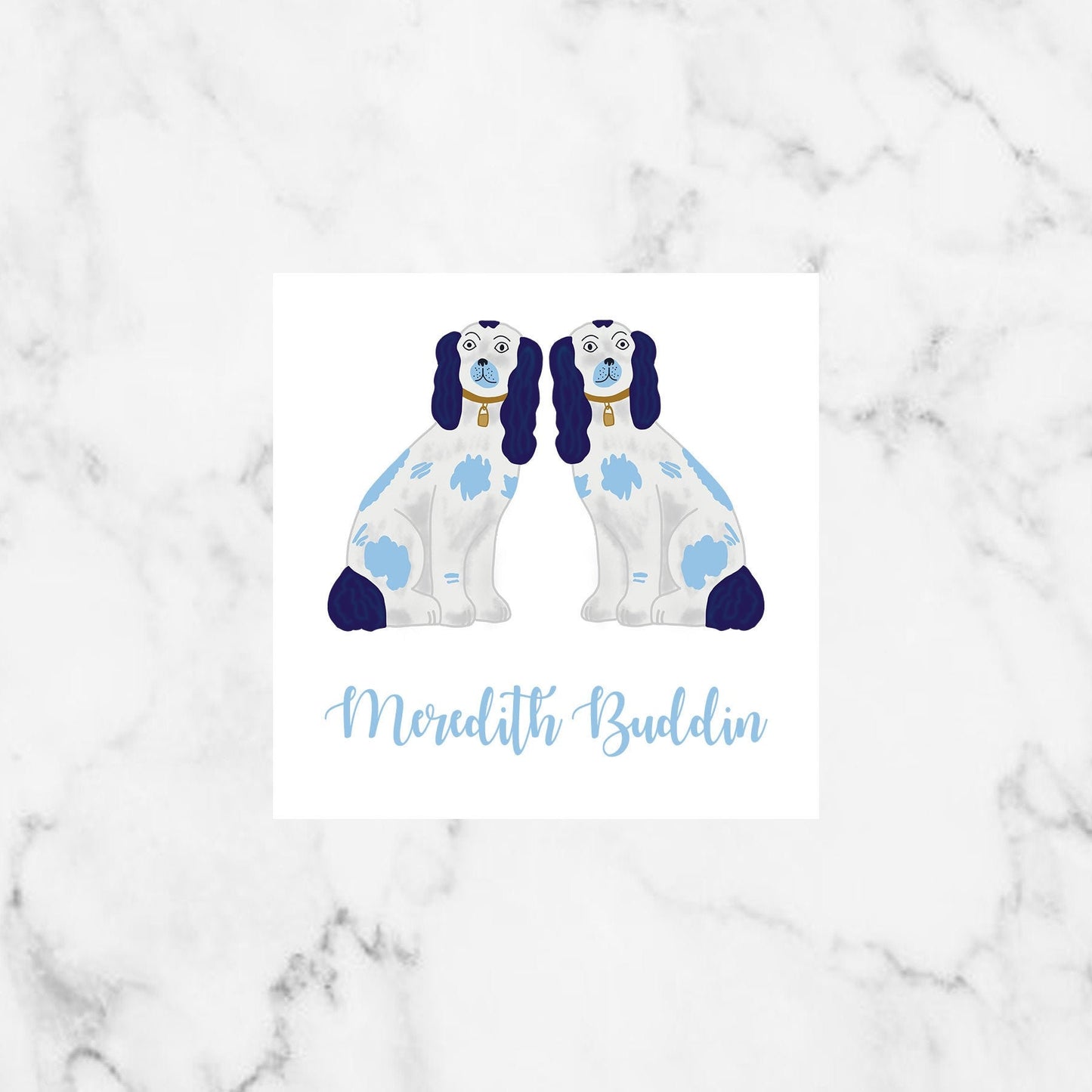 Blue Staffordshire Dog Enclosure Cards