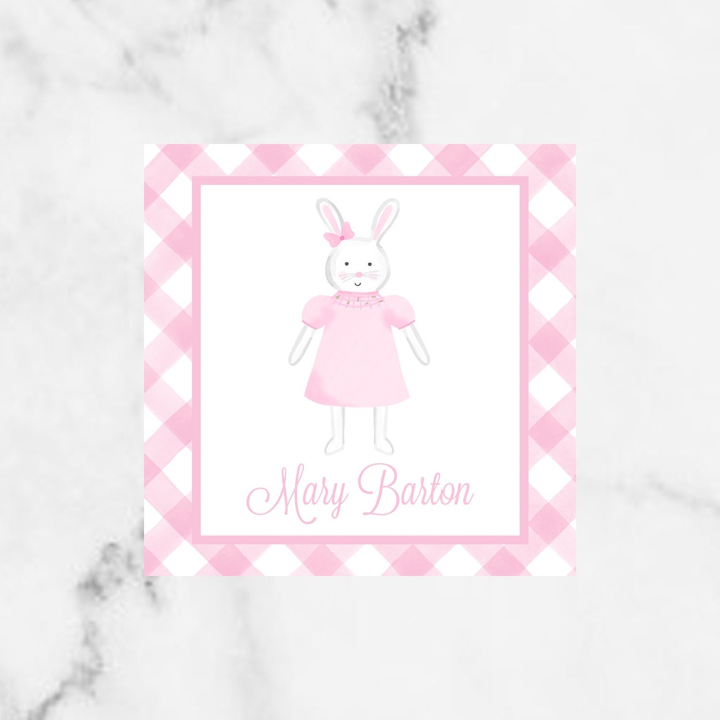 Little Girl Smocked Dress Bunny Enclosure Card