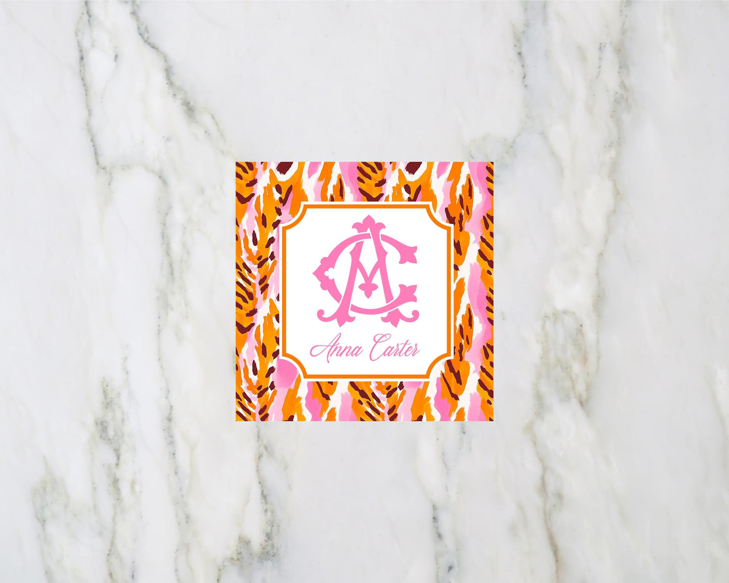 Monogrammed Tiger Enclosure Cards