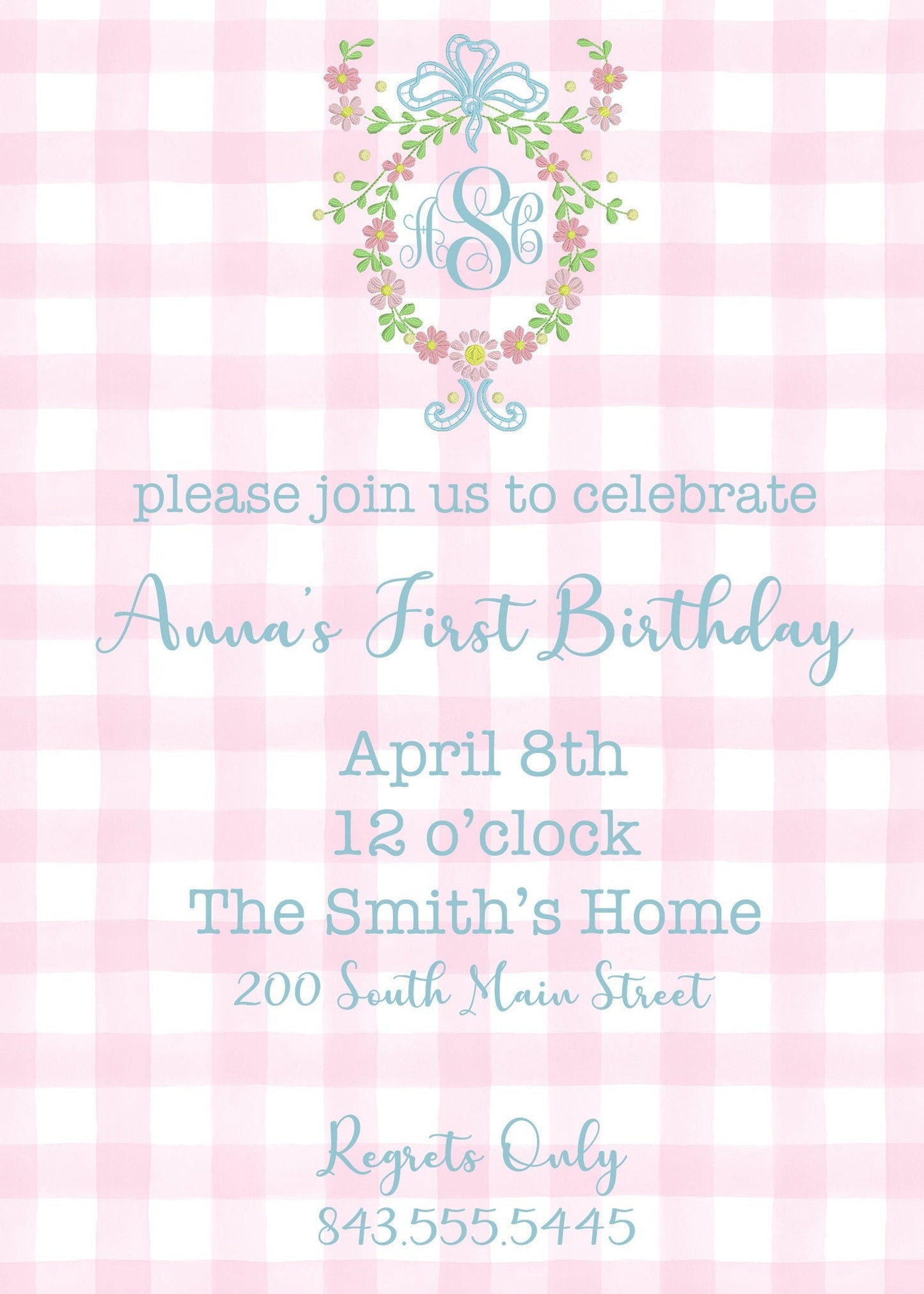 Heirloom Floral Monogram Invitation
