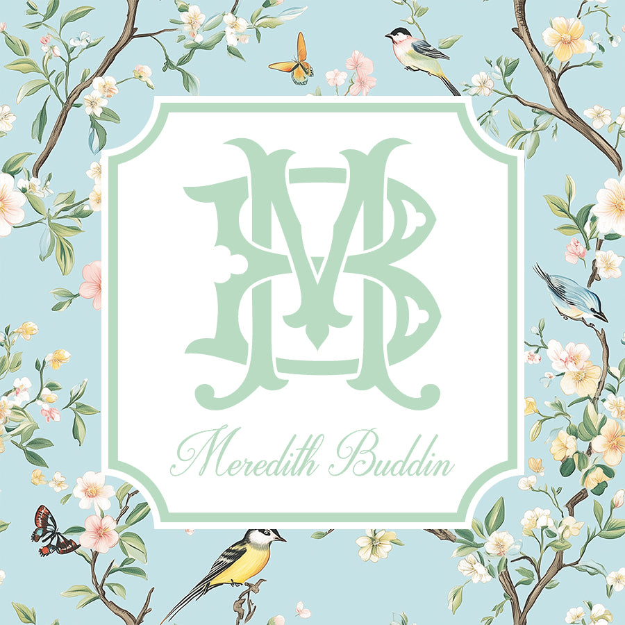 Chinoiserie Birds Monogrammed Enclosure Cards