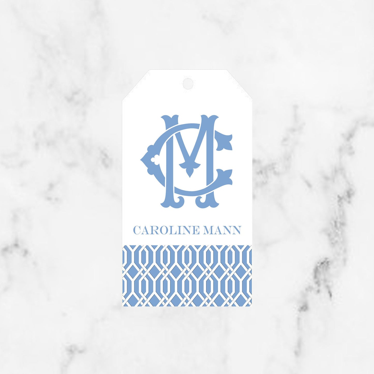 Blue Chinoiserie Chic Monogram Gift Tag