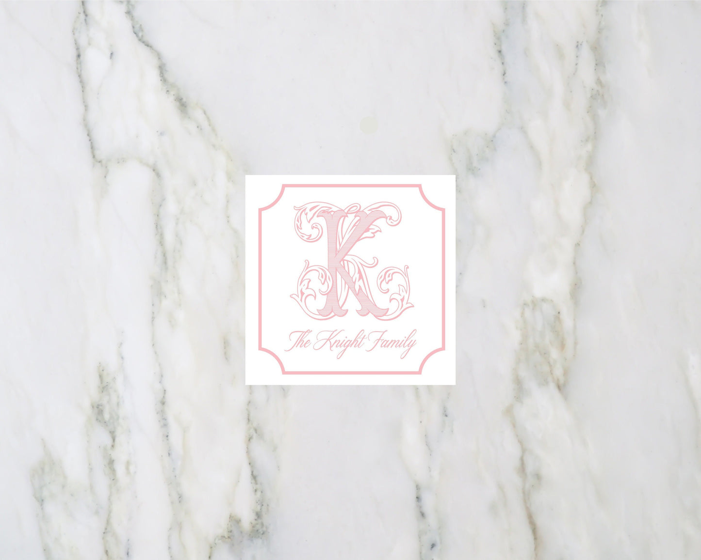 Fancy Pink Monogram Enclosure Card