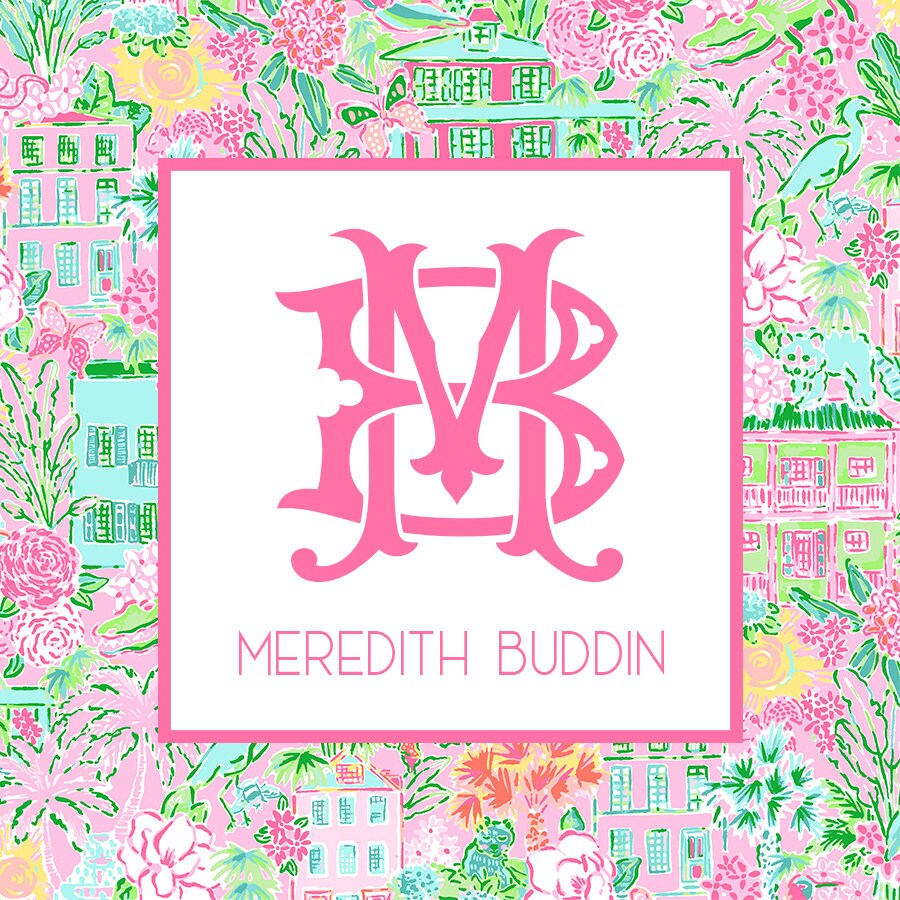Charleston South Carolina Inspired Chic Monogram Enclosure Cards