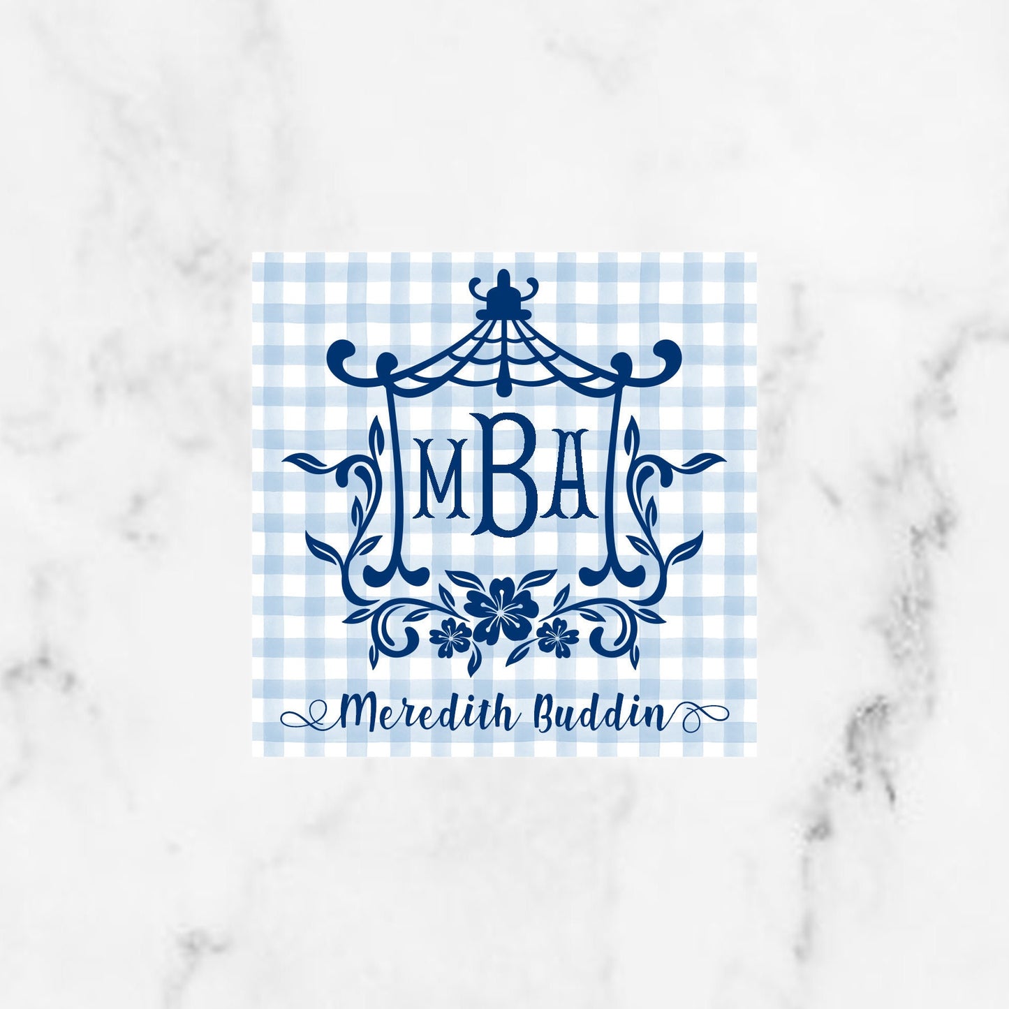 Pagoda Monogram Enclosure Cards and Gift Tags