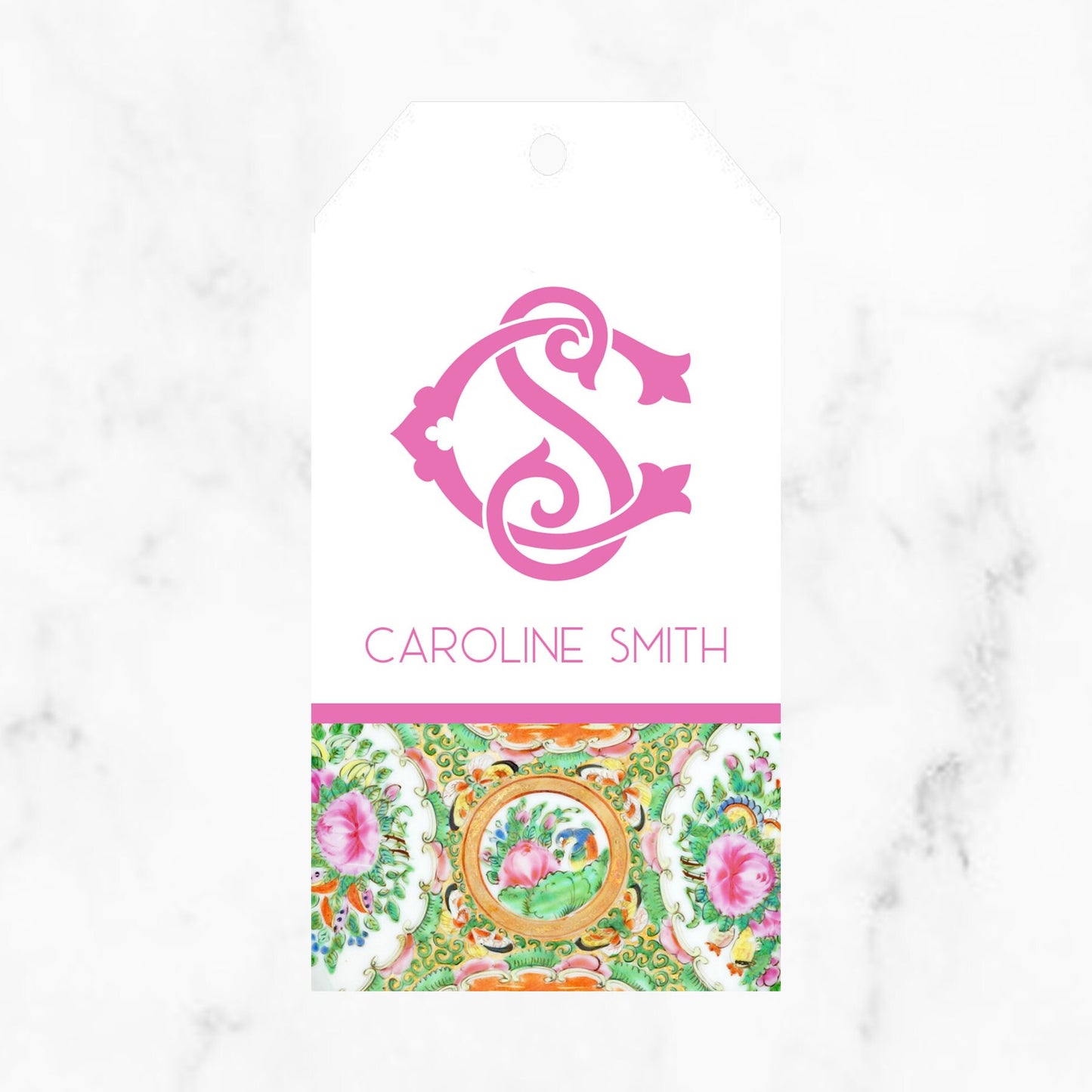 Rose Medallion Inspired Chic Monogram Gift Tag