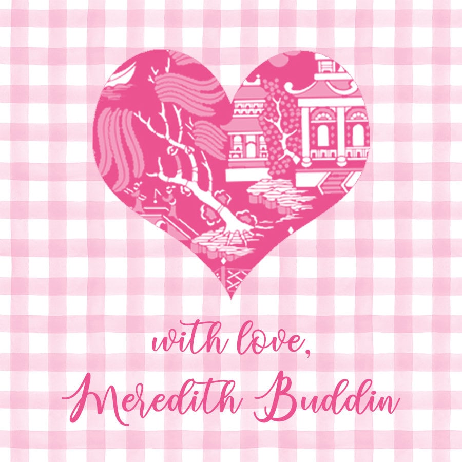 Printable Chinoiserie Pink Heart Enclosure Card