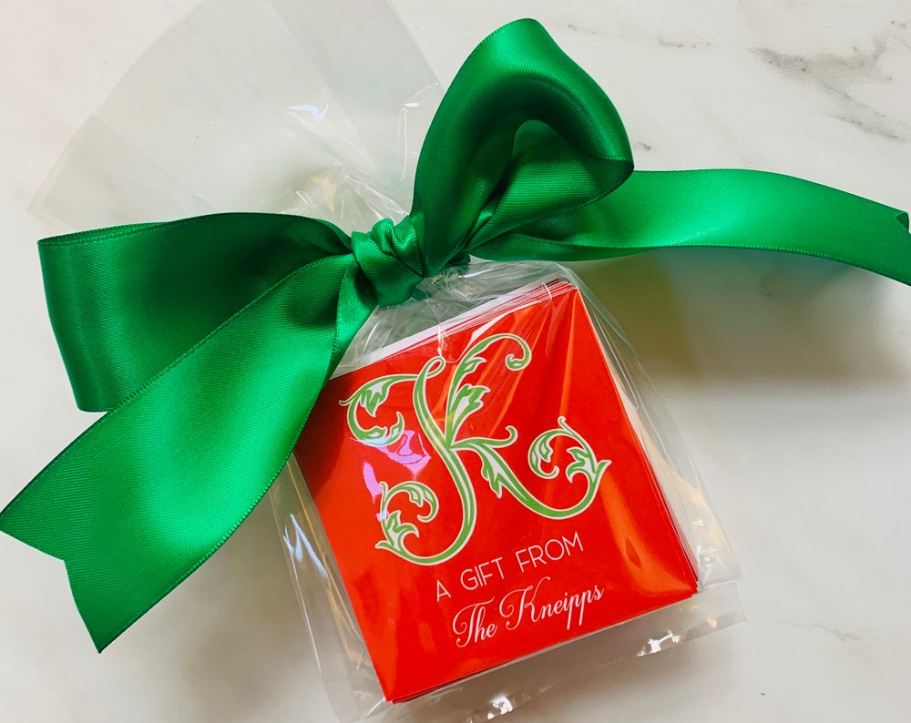 Christmas Fancy Initial Monogrammed Gift Enclosure Cards/Stickers