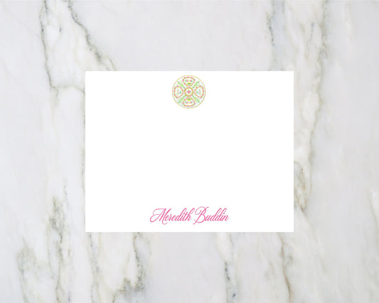 Rose Medallion  personalized  flat notecards