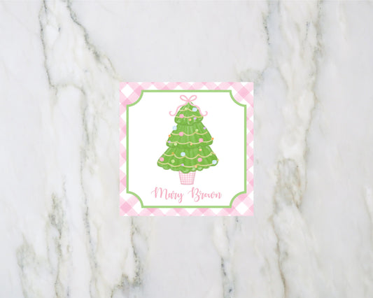 Personalized Pastel Christmas Tree Gift Tags for Girls