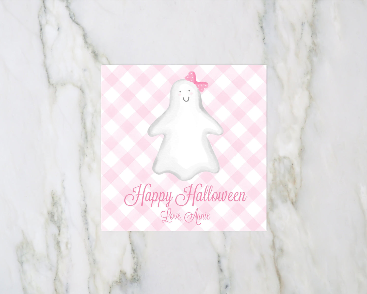 Personalized Ghost with Bow Gift Tag