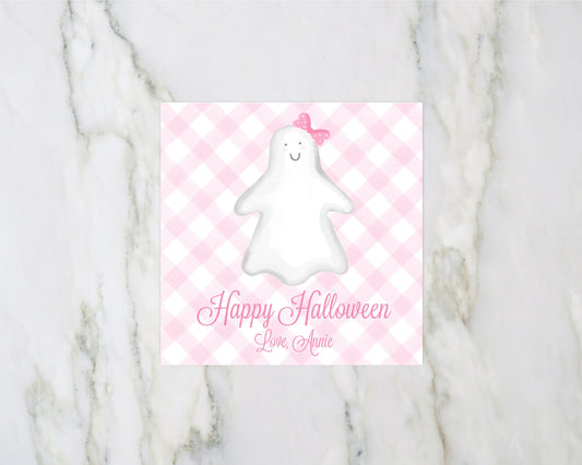 Personalized Ghost with Bow Gift Tag