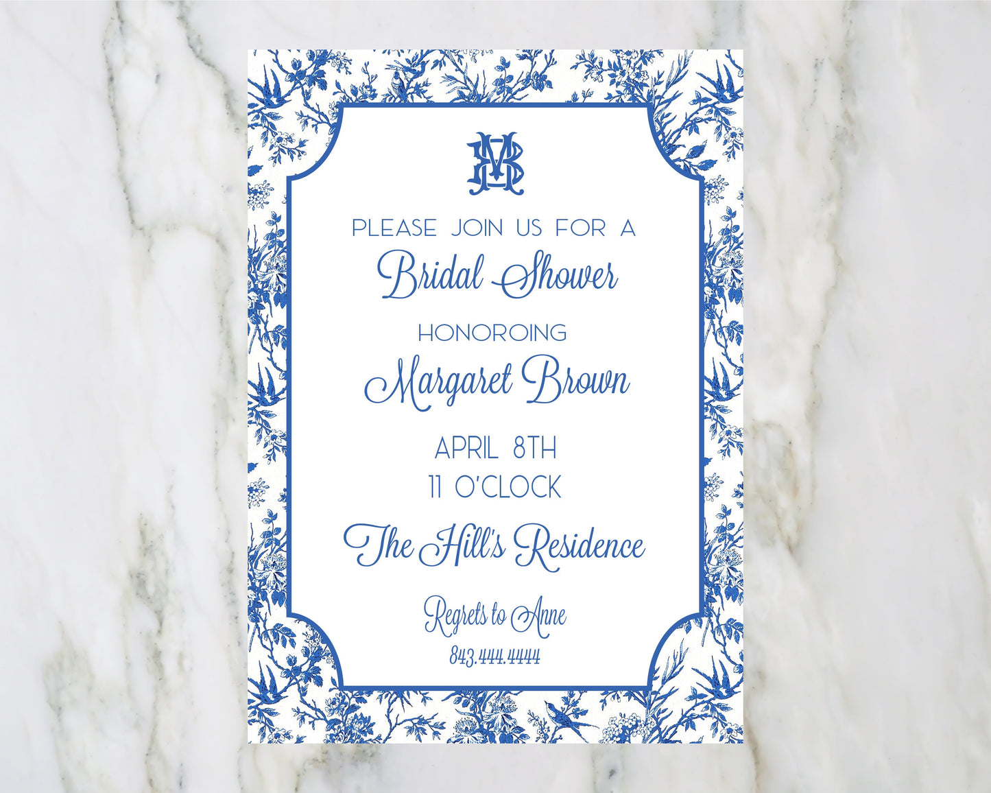Blue and White Chinoiserie Invitation
