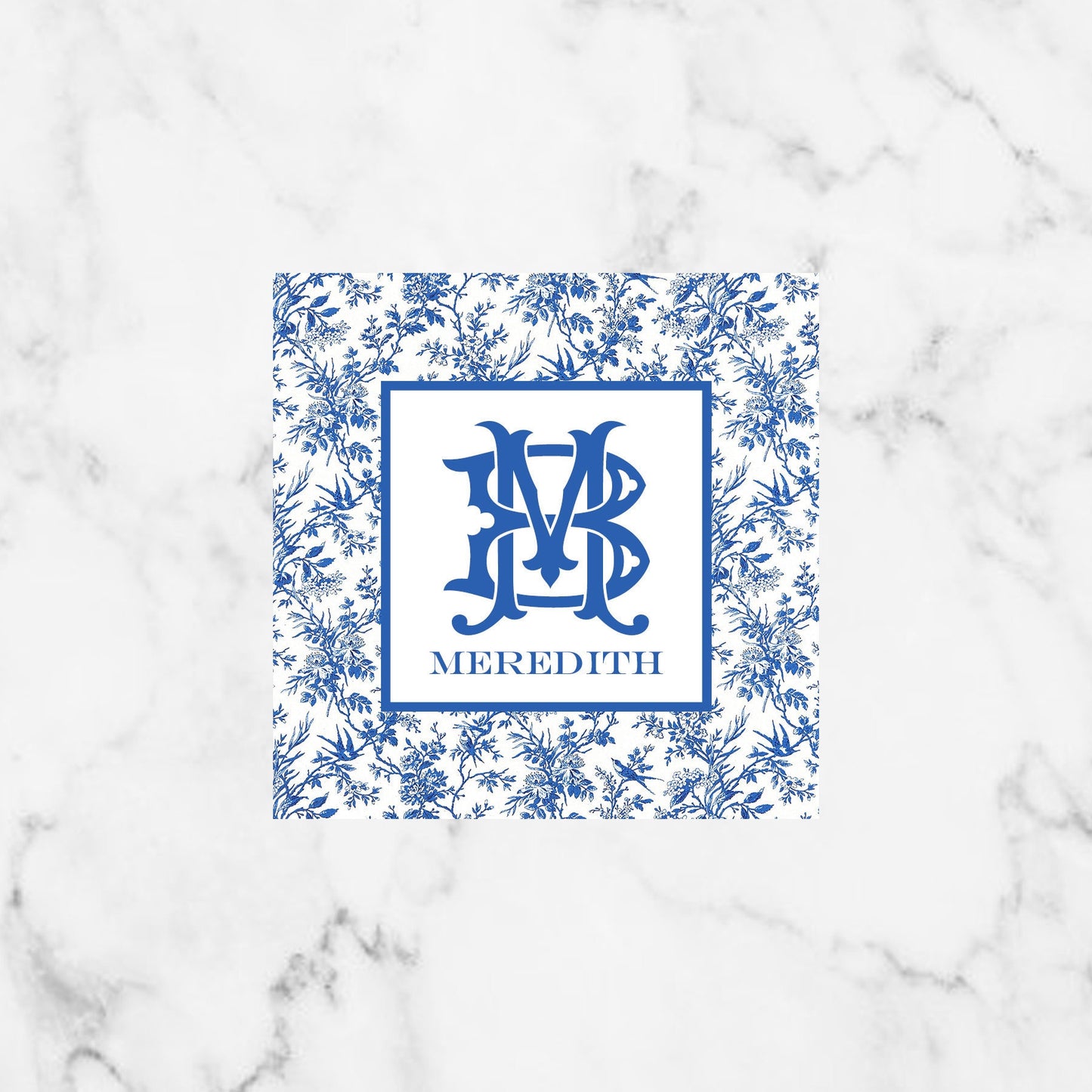 Chinoiserie Bird Monogram Enclosure Card