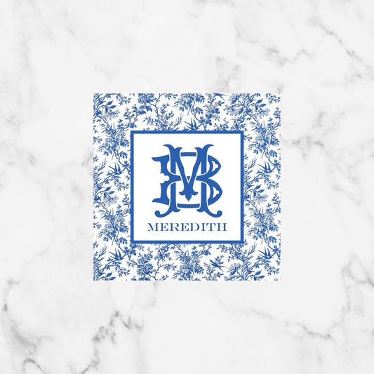 Chinoiserie Bird Monogram Enclosure Card