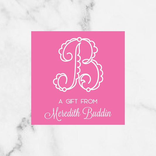Solid Pink Fancy Initial Enclosure Card