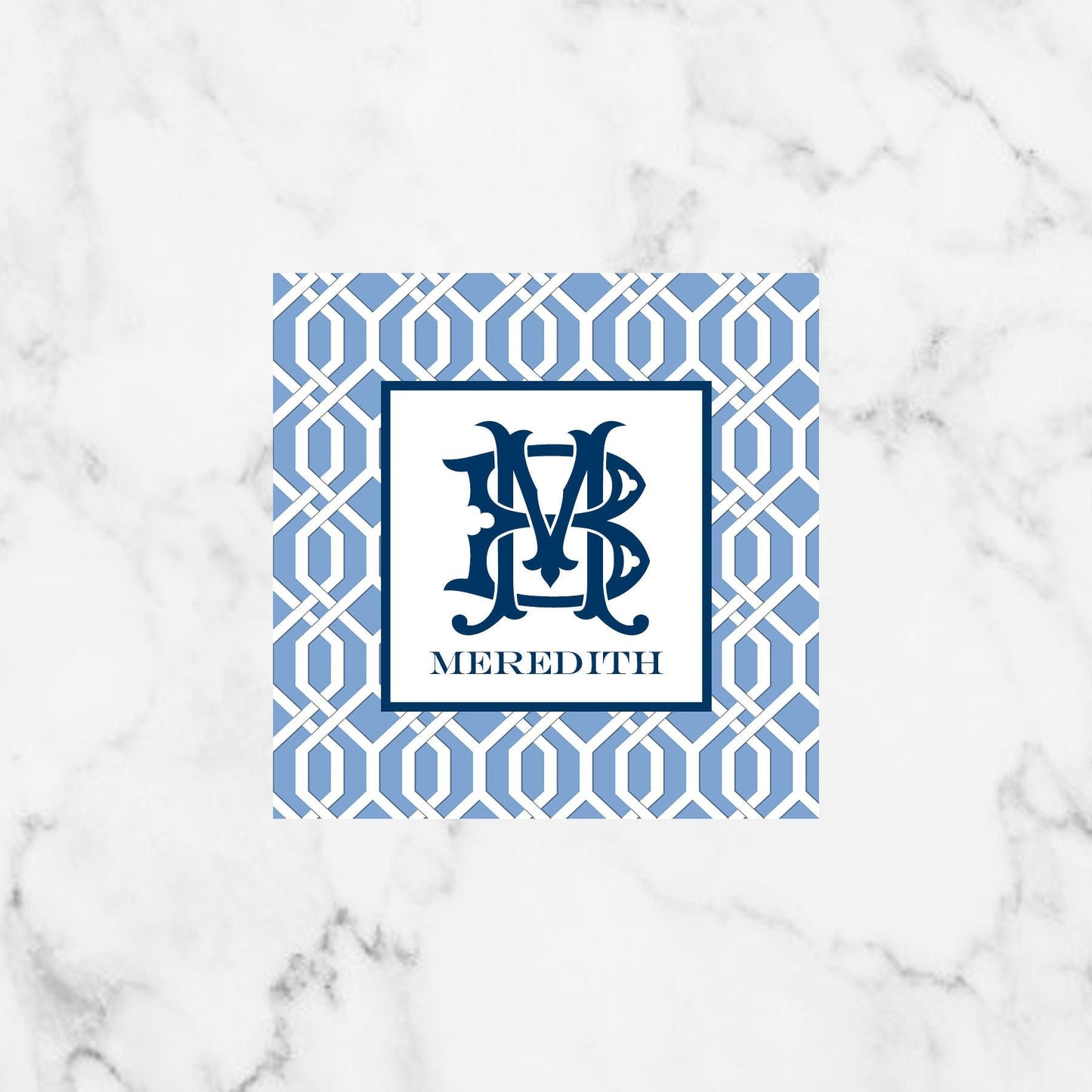 Blue Link Chinoiserie Monogram Enclosure Cards