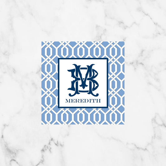 Blue Link Chinoiserie Monogram Enclosure Cards