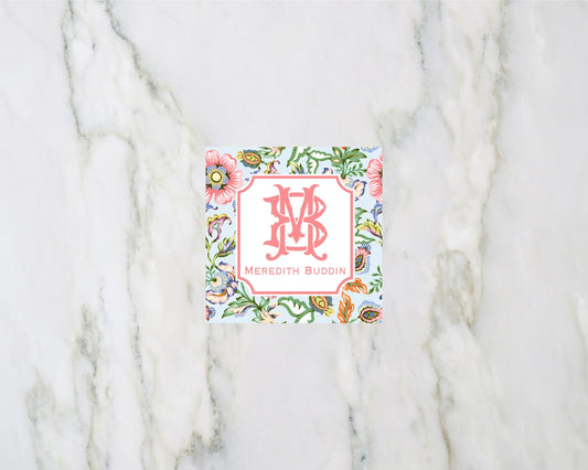 Blue Jacobean Floral Enclosure Card