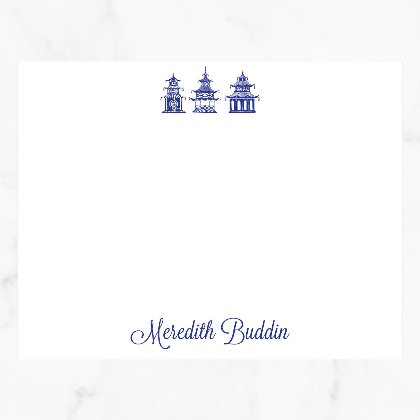 Blue Pagoda Personalized Notecards