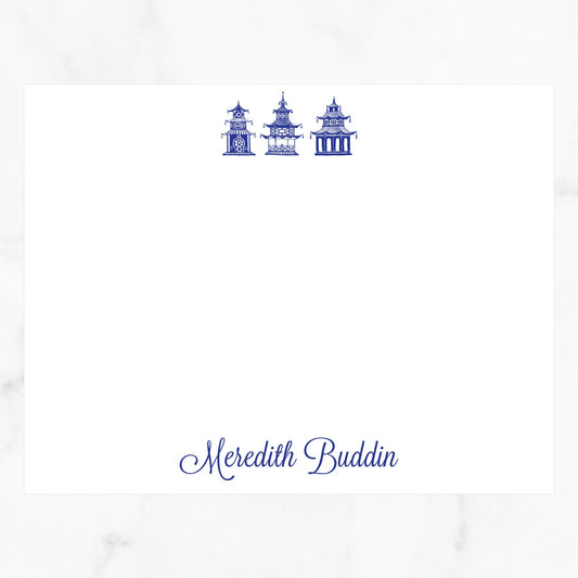 Blue Pagoda Personalized Notecards