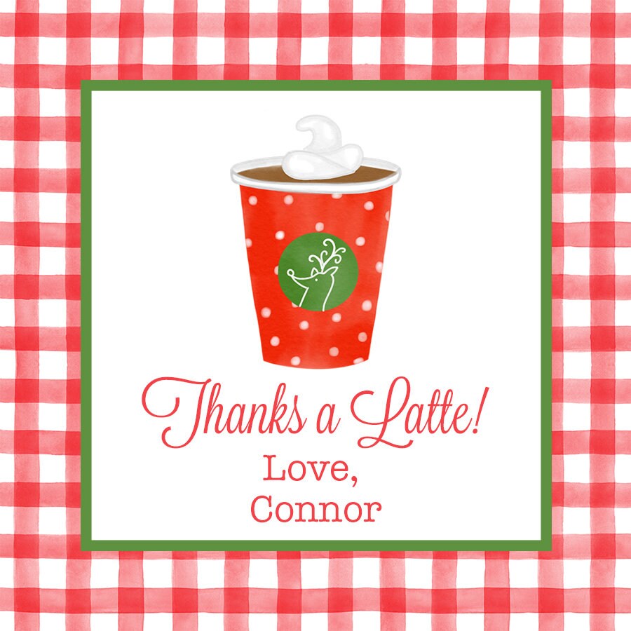 Digital Thanks a Latte Red Christmas Gift Tag