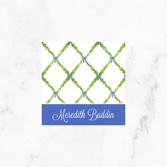Green Trellis and Blue Bow Enclosure Cards