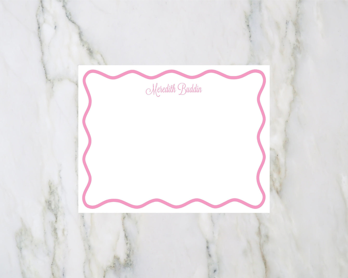Personalized Wavy Border Flat Notecard
