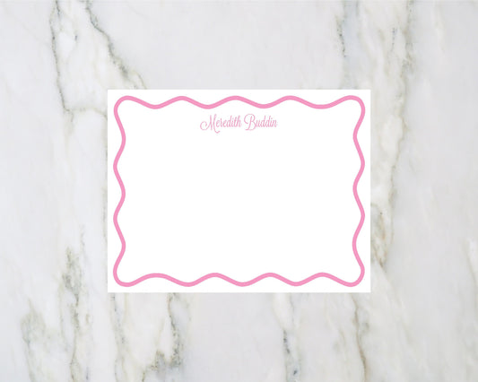 Personalized Wavy Border Flat Notecard