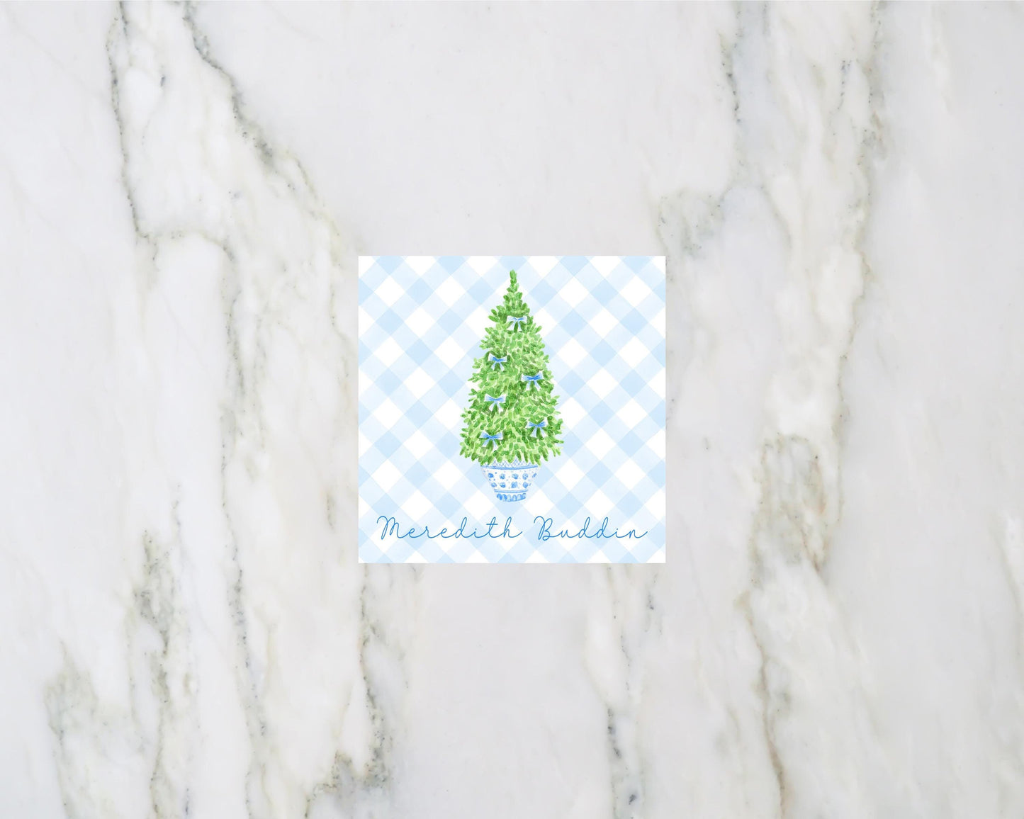 Chinoiserie Christmas Tree Personalized Enclosure Cards and Gift Tags