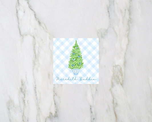 Chinoiserie Christmas Tree Personalized Enclosure Cards and Gift Tags