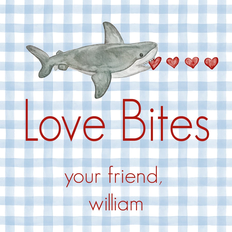 Gingham Shark Valentine Enclosure Card