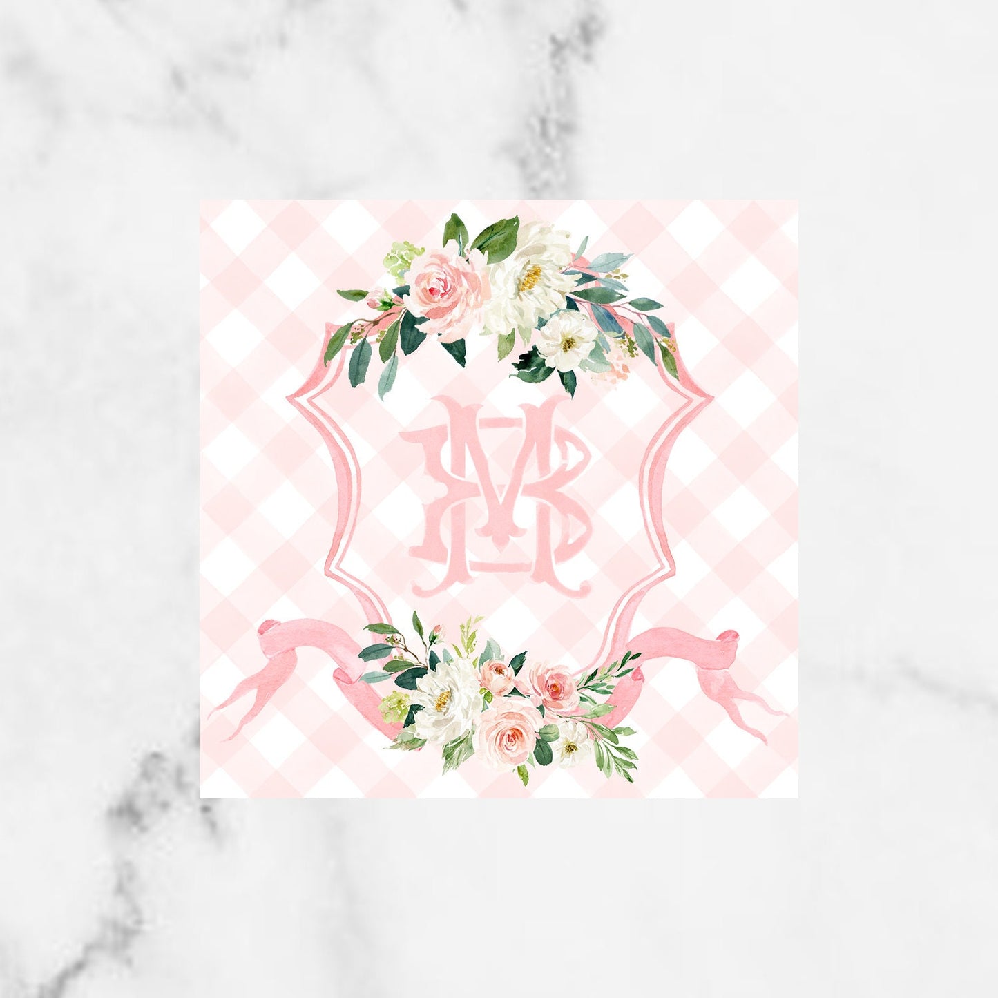 Floral Monogram Enclosure Card