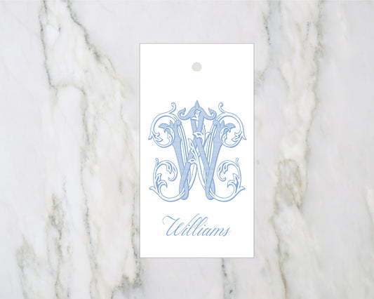 Blue Antique Monogram Gift Tags