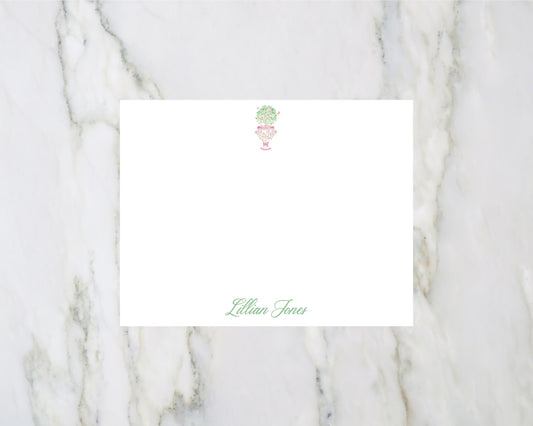 Personalized Pink Ginger Jar Note Cards