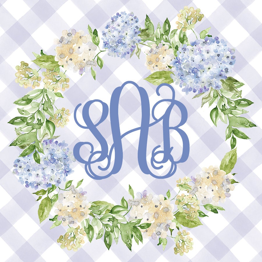 Hydrangea Blue and White Monogram Enclosure Card