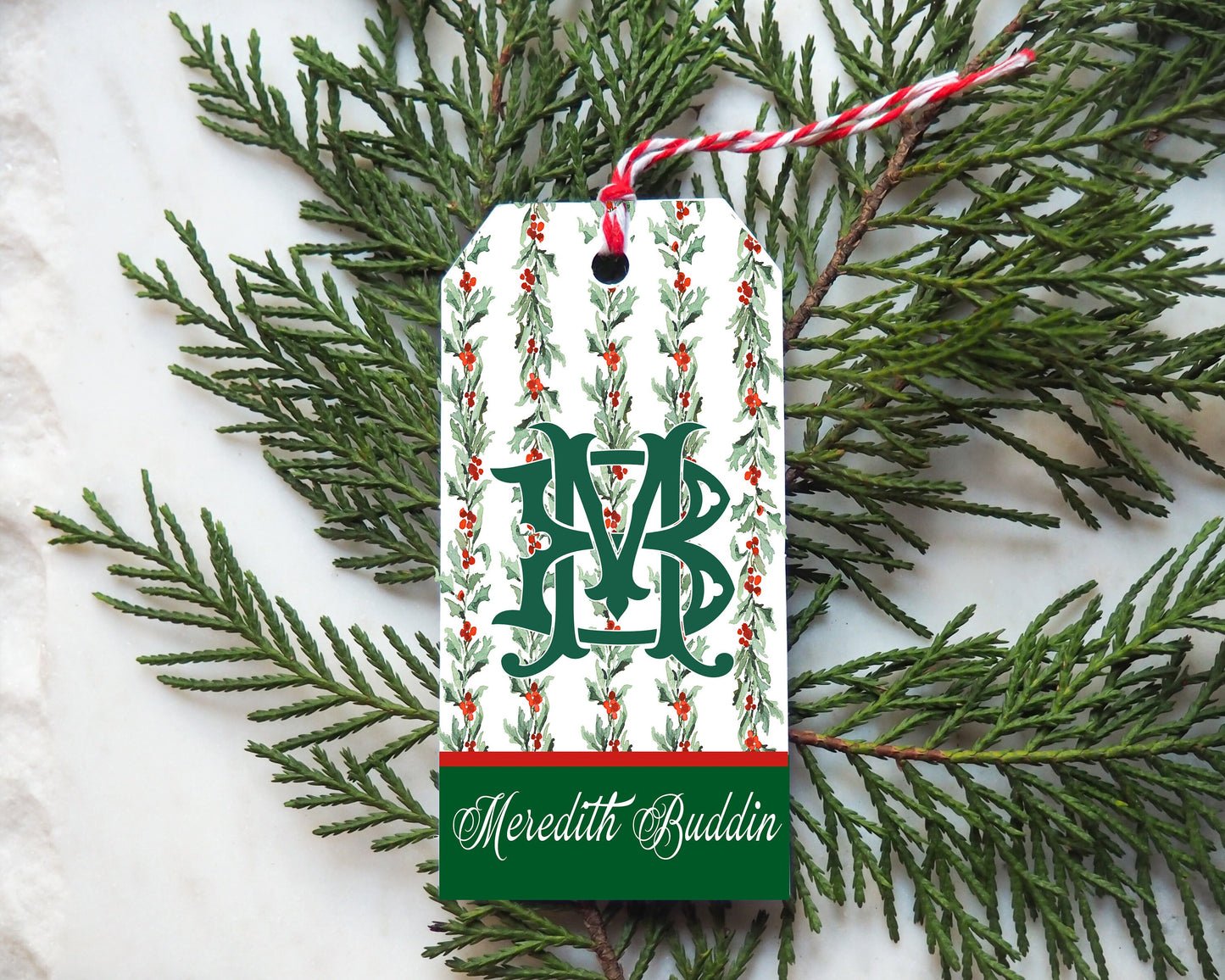 Holly Pattern Personalized Gift Tag