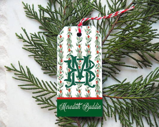 Holly Pattern Personalized Gift Tag
