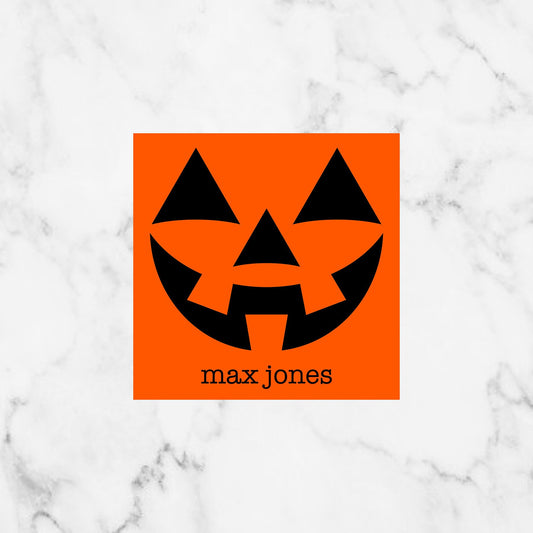 Jack o lantern personalized gift enclosures/tags for kids