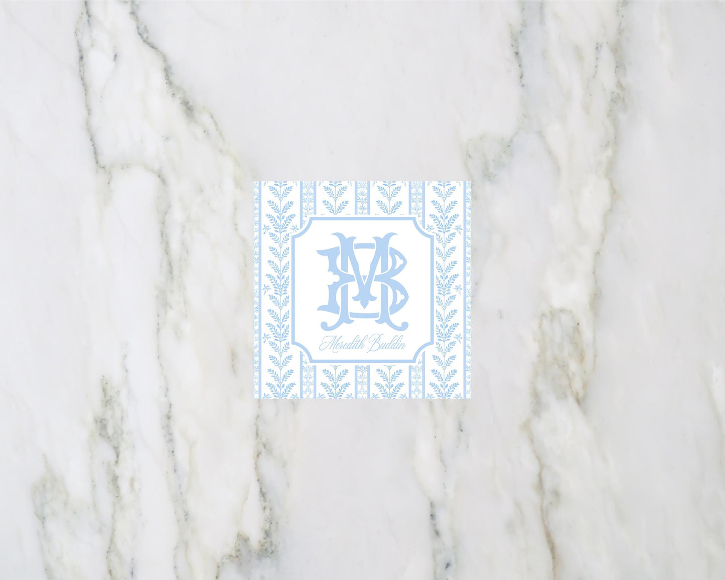 Blue and White Floral Stripe Enclosure Cards