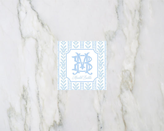 Blue and White Floral Stripe Enclosure Cards