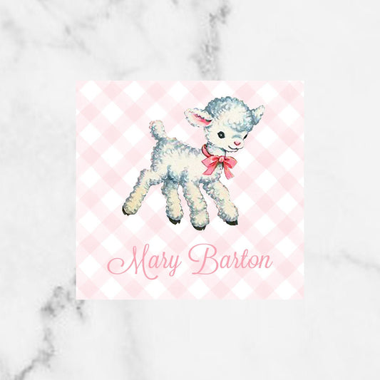 Vintage lamb with bow enclosure cards