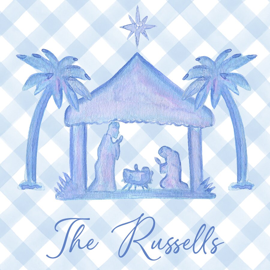 Blue Watercolor Nativity Enclosure Cards